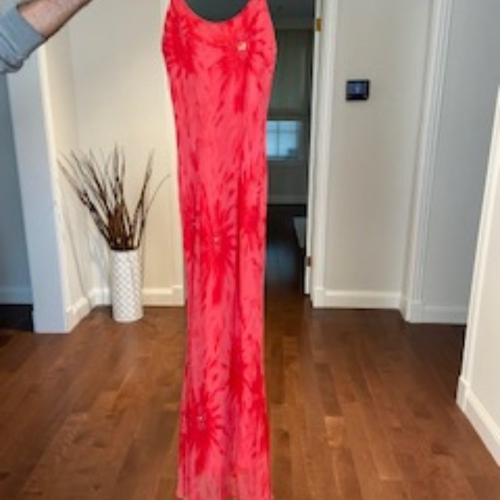 Alfredo Venini coral colour prom gown with matching shawl